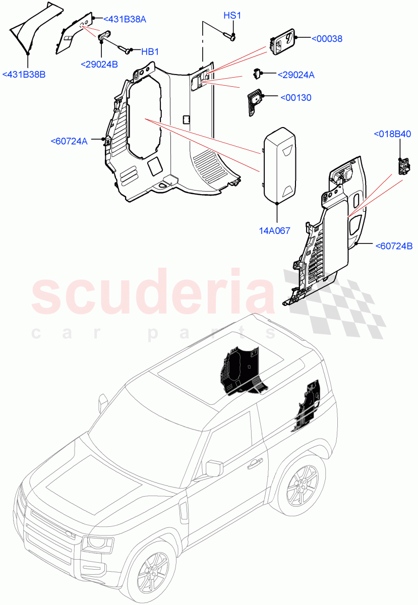Side Trim (Luggage Compartment) (Short Wheelbase) of Land Rover Land Rover Defender (2020+) [5.0 OHC SGDI SC V8 Petrol]