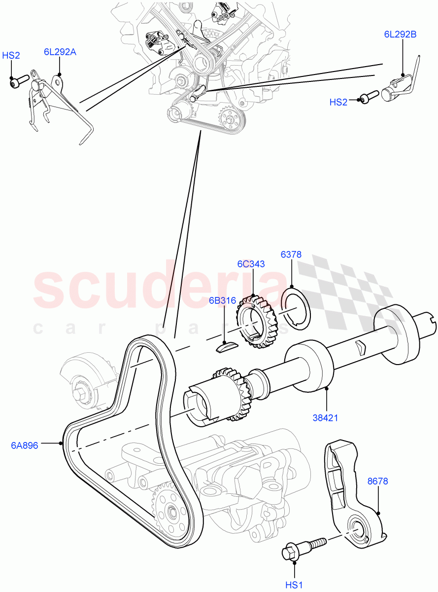 Timing Gear (Solihull Plant Build, Auxiliary Drive) (3.0L DOHC GDI SC V6 PETROL) ((V) FROMEA000001) of Land Rover Land Rover Range Rover Velar (2017+) [3.0 DOHC GDI SC V6 Petrol]