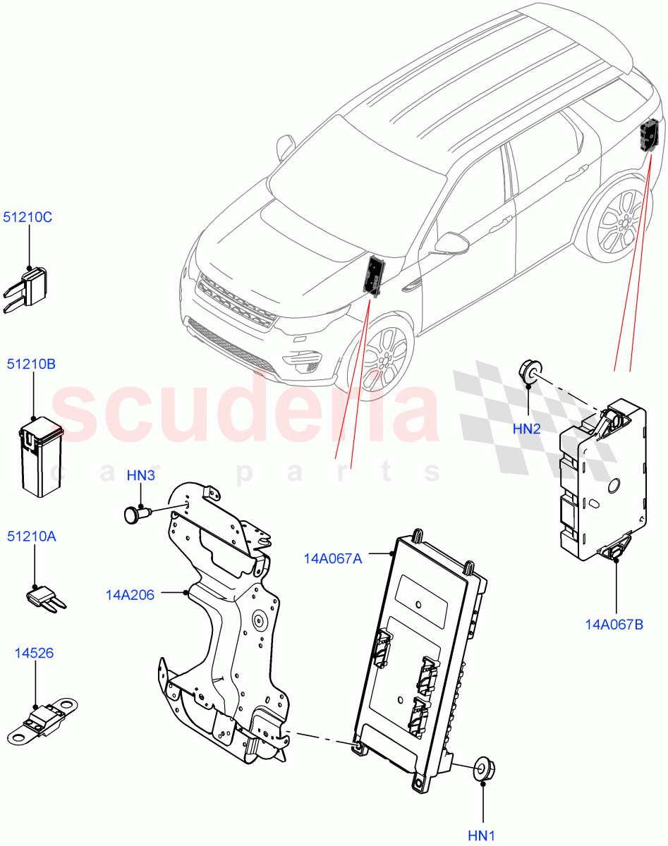 Fuses, Holders And Circuit Breakers (Changsu (China)) ((V) FROMFG000001, (V) TOKG446856) of Land Rover Land Rover Discovery Sport (2015+) [2.0 Turbo Petrol GTDI]