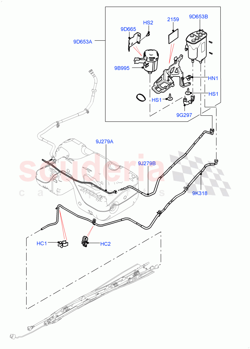 Fuel Lines (2.0L I4 Mid DOHC AJ200 Petrol, 2.0L I4 High DOHC AJ200 Petrol) ((V) FROMKH000001) of Land Rover Land Rover Range Rover Evoque (2012-2018) [2.0 Turbo Petrol AJ200P]