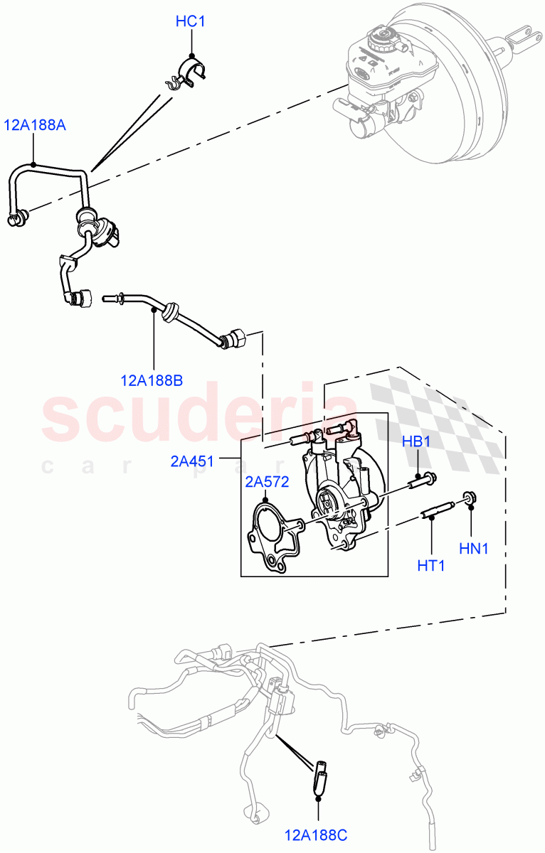 Vacuum Control And Air Injection (Vacuum Pump And Hoses) (3.0L 24V DOHC V6 TC Diesel, 8 Speed Auto Trans ZF 8HP70 4WD, RHD, 3.0L 24V V6 Turbo Diesel Std Flow, 3.0 V6 D Gen2 Mono Turbo, 3.0 V6 D Gen2 Twin Turbo) ((V) TOGA999999) of Land Rover Land Rover Range Rover (2012-2021) [3.0 Diesel 24V DOHC TC]