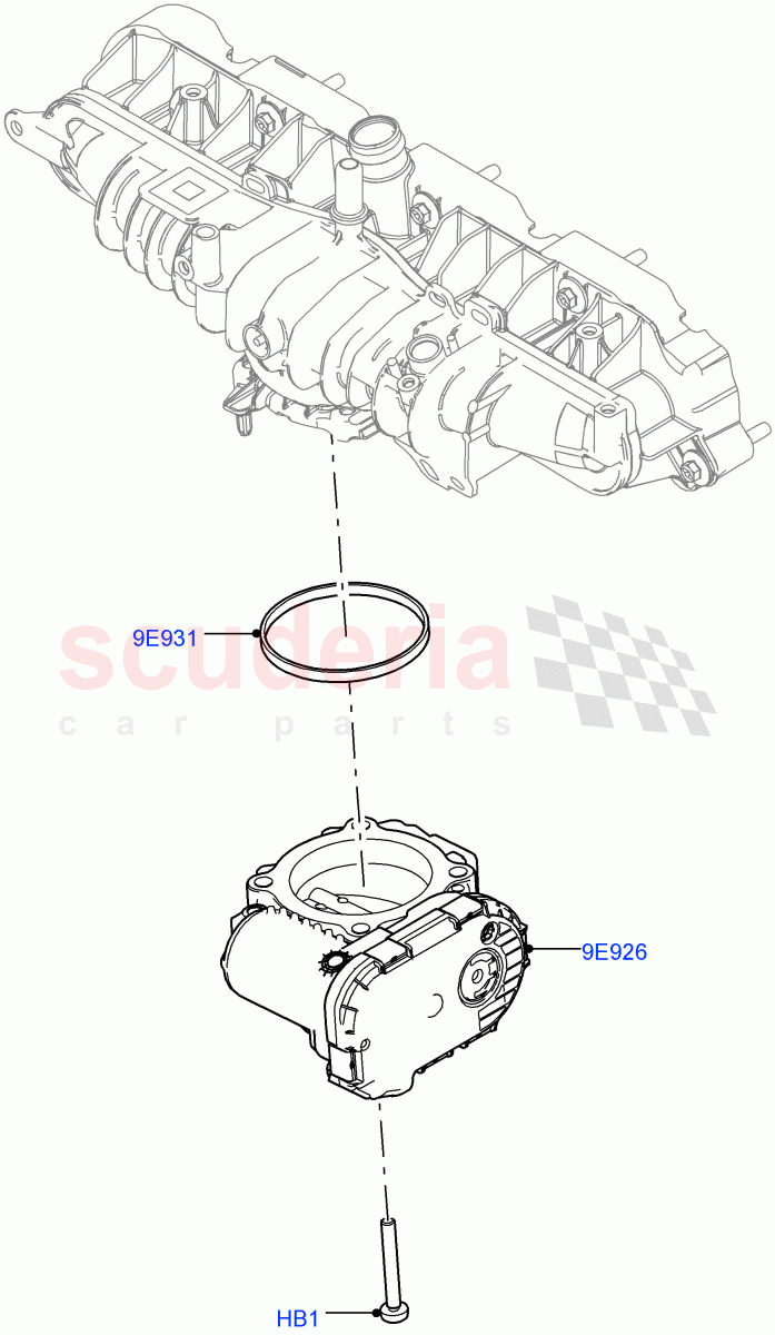 Throttle Housing (2.0L AJ20P4 Petrol E100 PTA, Itatiaia (Brazil), 2.0L AJ20P4 Petrol High PTA, 2.0L AJ20P4 Petrol Mid PTA) of Land Rover Land Rover Range Rover Evoque (2019+) [2.0 Turbo Petrol AJ200P]