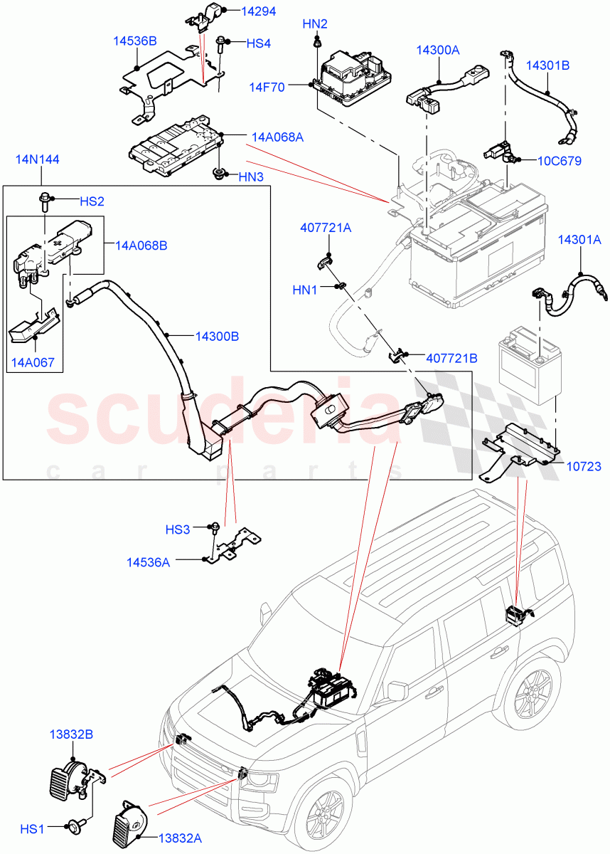 Battery Cables And Horn (Battery Cables) of Land Rover Land Rover Defender (2020+) [3.0 I6 Turbo Diesel AJ20D6]