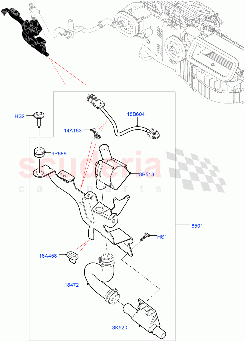 Auxiliary Circulation Coolant Pump (Nitra Plant Build) (3.0 V6 D Gen2 Mono Turbo, Electric Auxiliary Coolant Pump, 3.0 V6 D Low MT ROW, 3.0L DOHC GDI SC V6 PETROL) ((V) FROMK2000001, (V) TOL2999999) of Land Rover Land Rover Discovery 5 (2017+) [3.0 I6 Turbo Diesel AJ20D6]