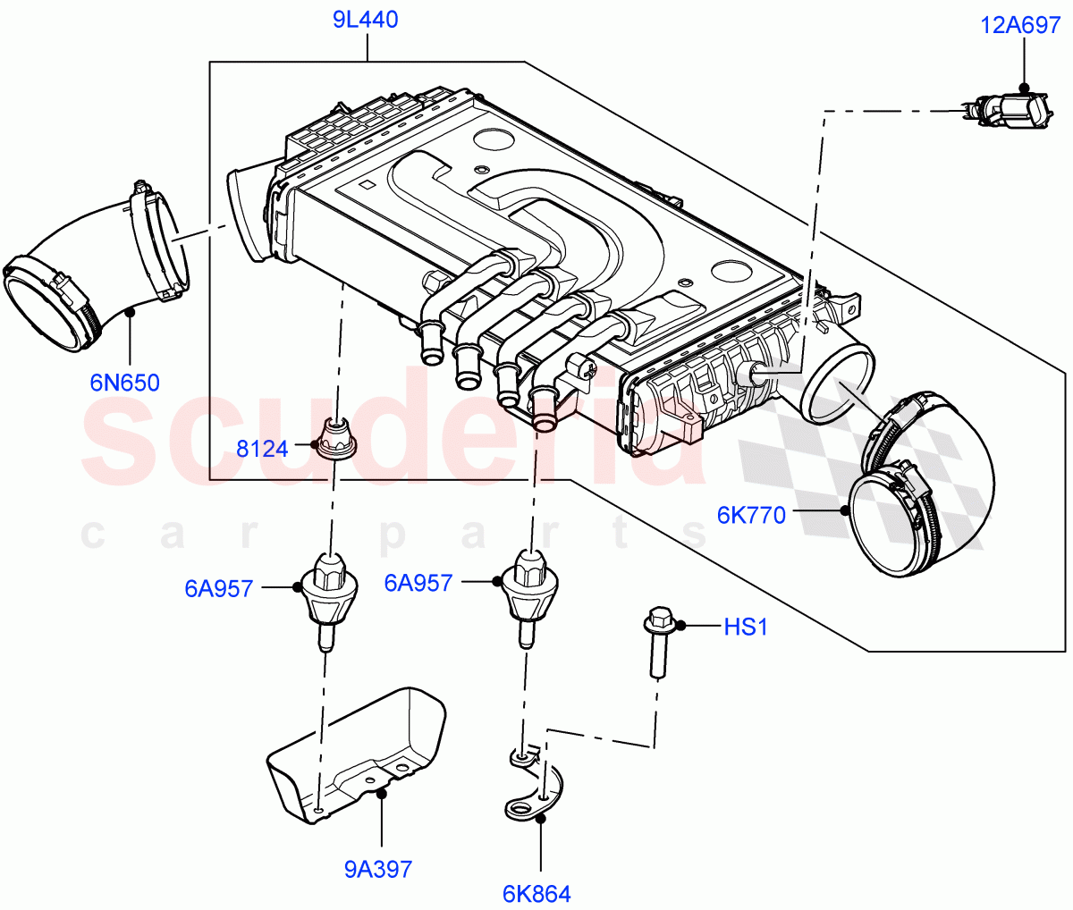 Intercooler/Air Ducts And Hoses (3.0L AJ20D6 Diesel High) ((V) FROMLA000001) of Land Rover Land Rover Range Rover Velar (2017+) [3.0 I6 Turbo Diesel AJ20D6]