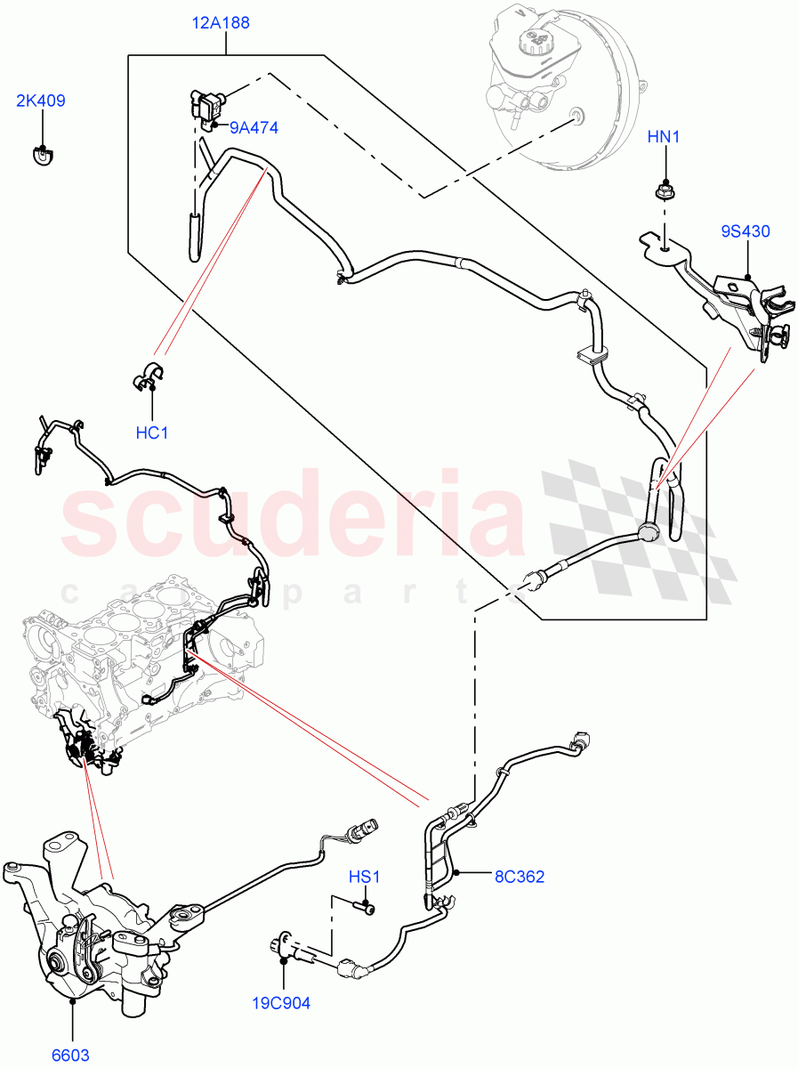 Vacuum Control And Air Injection (Solihull Plant Build) (2.0L I4 High DOHC AJ200 Petrol, RHD) ((V) FROMJA000001) of Land Rover Land Rover Range Rover Sport (2014+) [2.0 Turbo Petrol AJ200P]