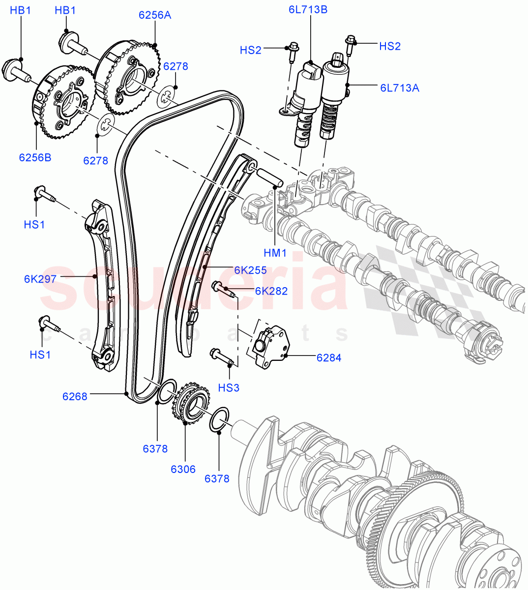 Timing Gear (2.0L 16V TIVCT T/C Gen2 Petrol, Halewood (UK), 2.0L 16V TIVCT T/C 240PS Petrol) of Land Rover Land Rover Discovery Sport (2015+) [2.0 Turbo Petrol GTDI]