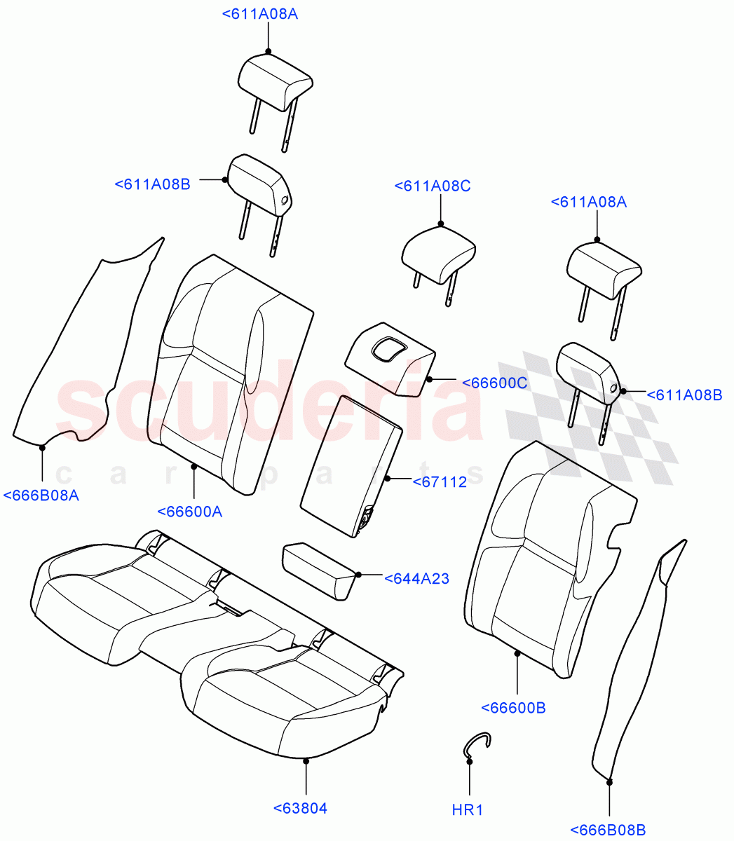 Rear Seat Covers (Extended Windsor) ((V) FROMKA000001, (V) TOLA999999) of Land Rover Land Rover Range Rover Velar (2017+) [3.0 DOHC GDI SC V6 Petrol]
