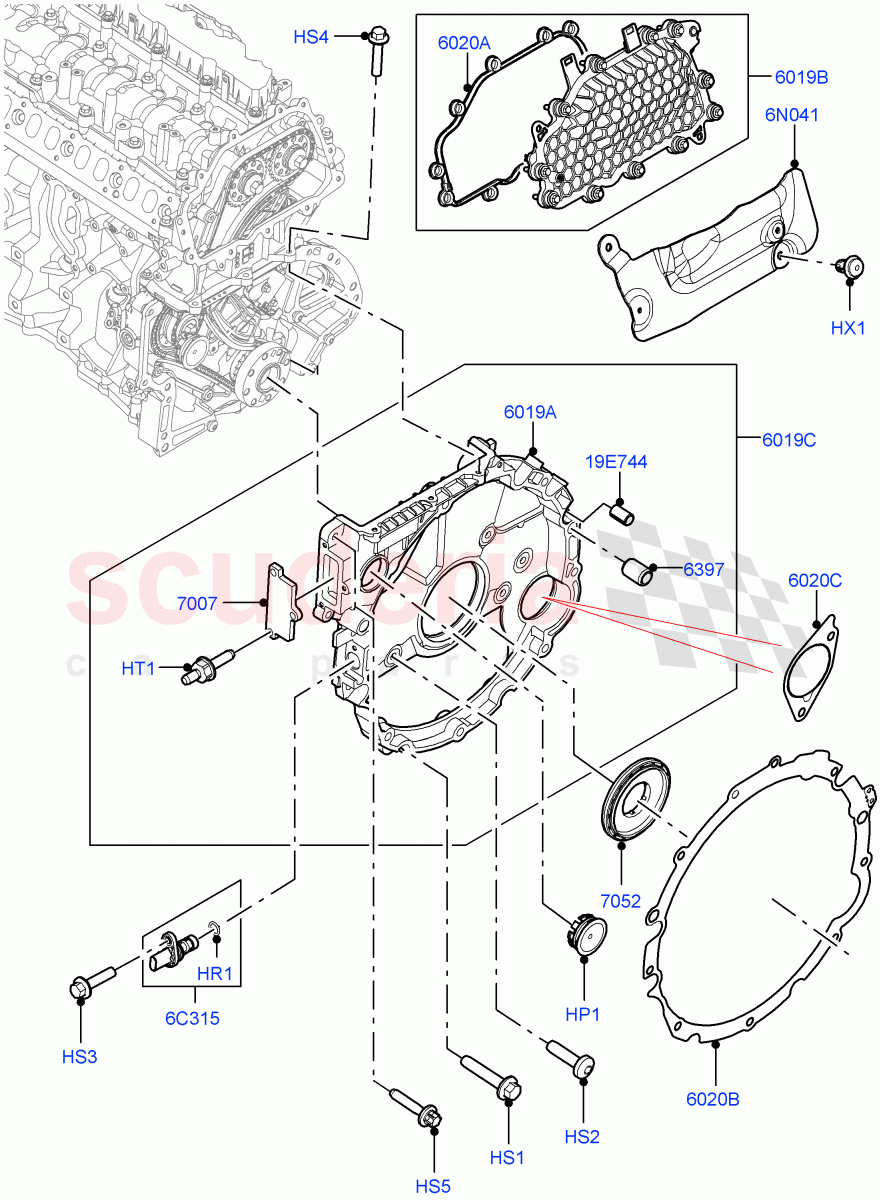 Timing Gear Covers (3.0L AJ20D6 Diesel High) of Land Rover Land Rover Range Rover (2022+) [3.0 I6 Turbo Diesel AJ20D6]