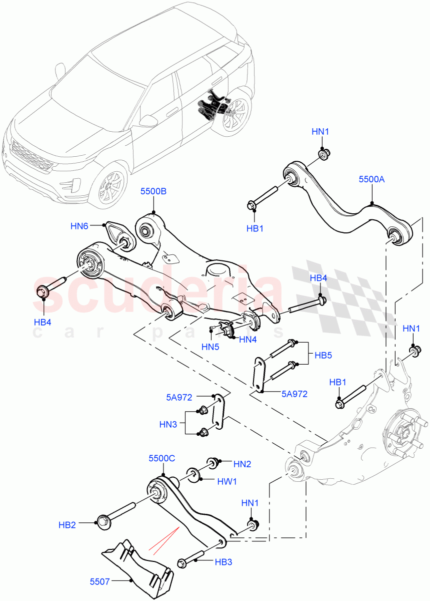 Rear Suspension Arms (Halewood (UK)) of Land Rover Land Rover Range Rover Evoque (2019+) [2.0 Turbo Diesel]