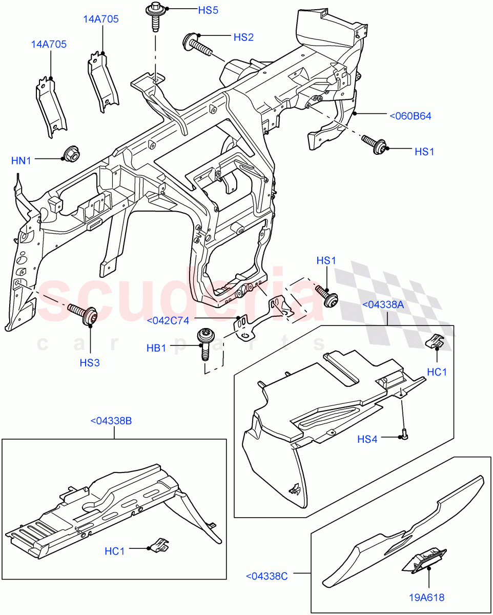 Instrument Panel (Lower) ((V) TO9A999999) of Land Rover Land Rover Range Rover Sport (2005-2009) [4.4 AJ Petrol V8]
