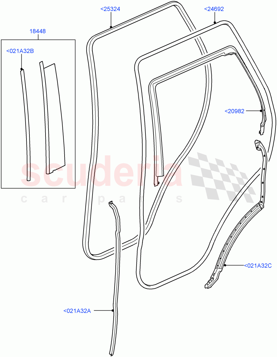 Rear Doors, Hinges & Weatherstrips (Finisher And Seals) ((V) TO9A999999) of Land Rover Land Rover Range Rover Sport (2005-2009) [4.2 Petrol V8 Supercharged]