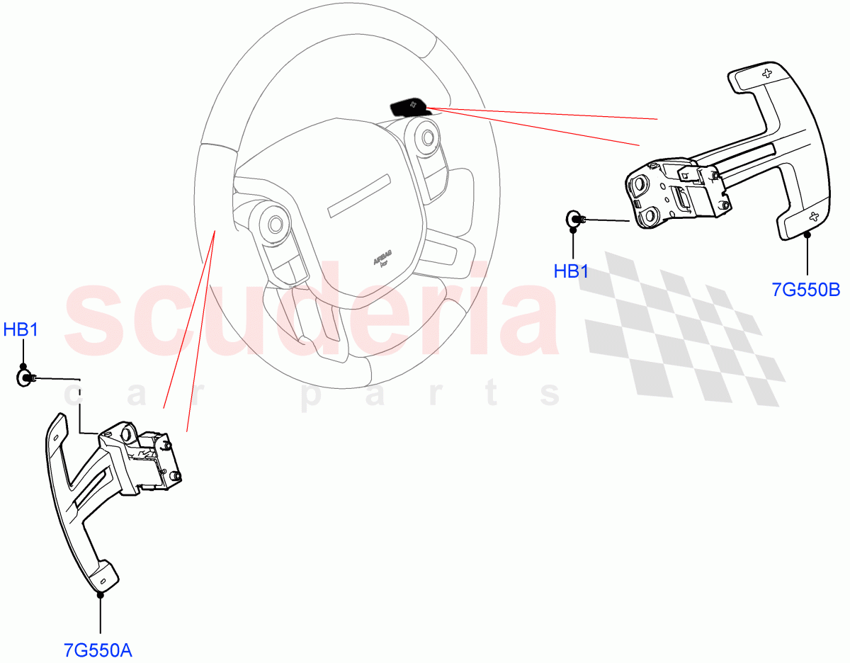 Gear Change-Automatic Transmission (Steering Wheel, Nitra Plant Build) (5.0 Petrol AJ133 DOHC CDA, 8 Speed Auto Trans ZF 8HP70 4WD) ((V) FROMM2000001) of Land Rover Land Rover Defender (2020+) [2.0 Turbo Diesel]