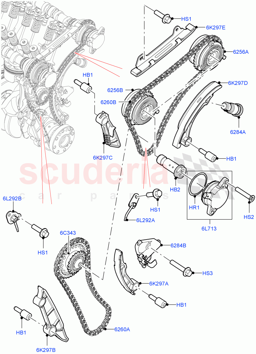 Timing Gear (3.0L AJ20P6 Petrol High) ((V) FROMKA000001) of Land Rover Land Rover Range Rover Velar (2017+) [3.0 I6 Turbo Petrol AJ20P6]
