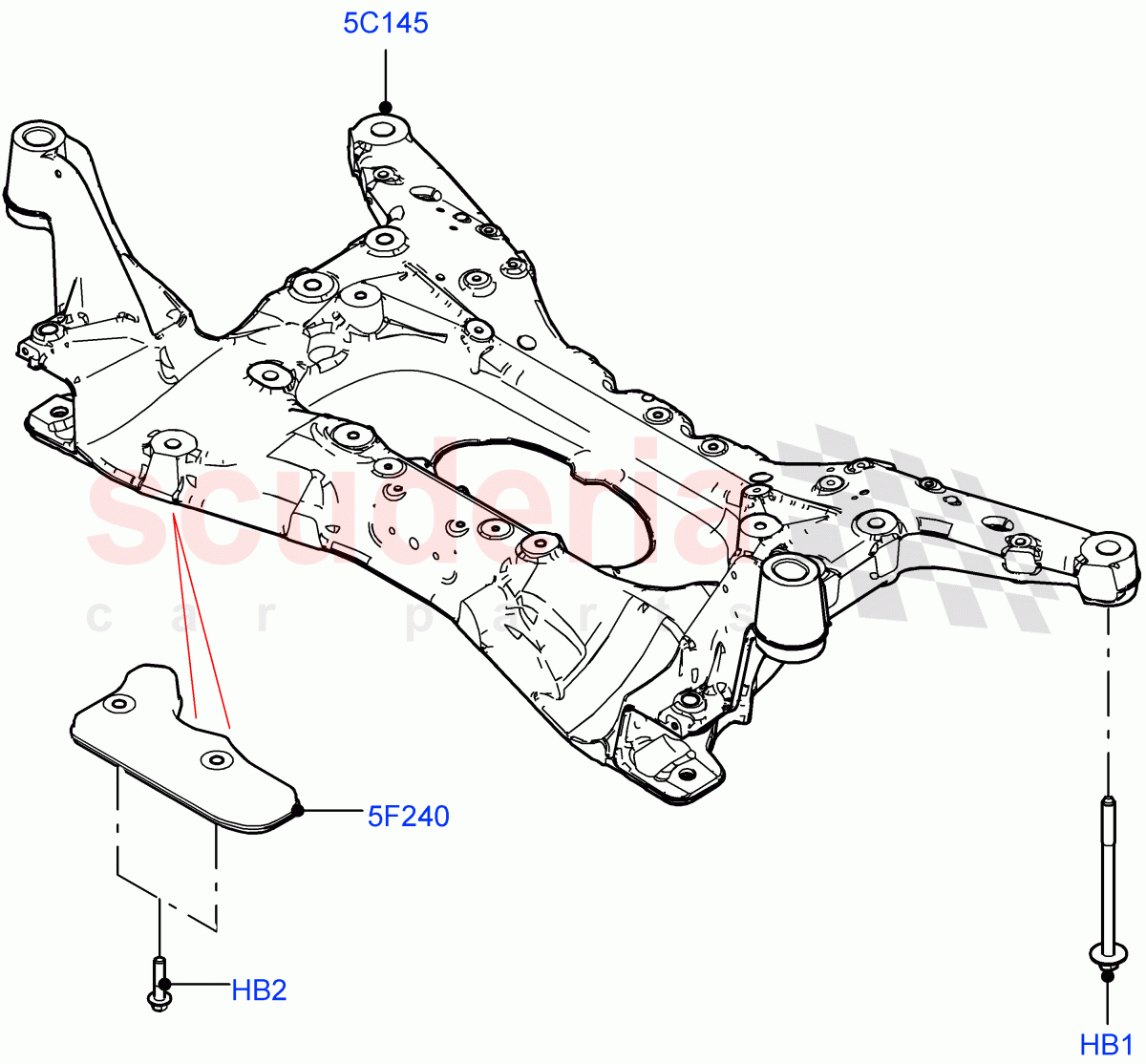 Front Cross Member & Stabilizer Bar (Crossmember) (Halewood (UK)) of Land Rover Land Rover Range Rover Evoque (2019+) [1.5 I3 Turbo Petrol AJ20P3]