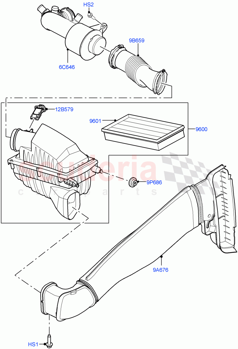 Air Cleaner (Nitra Plant Build) (2.0L AJ200P Hi PHEV, 2.0L I4 High DOHC AJ200 Petrol) of Land Rover Land Rover Defender (2020+) [2.0 Turbo Petrol AJ200P]