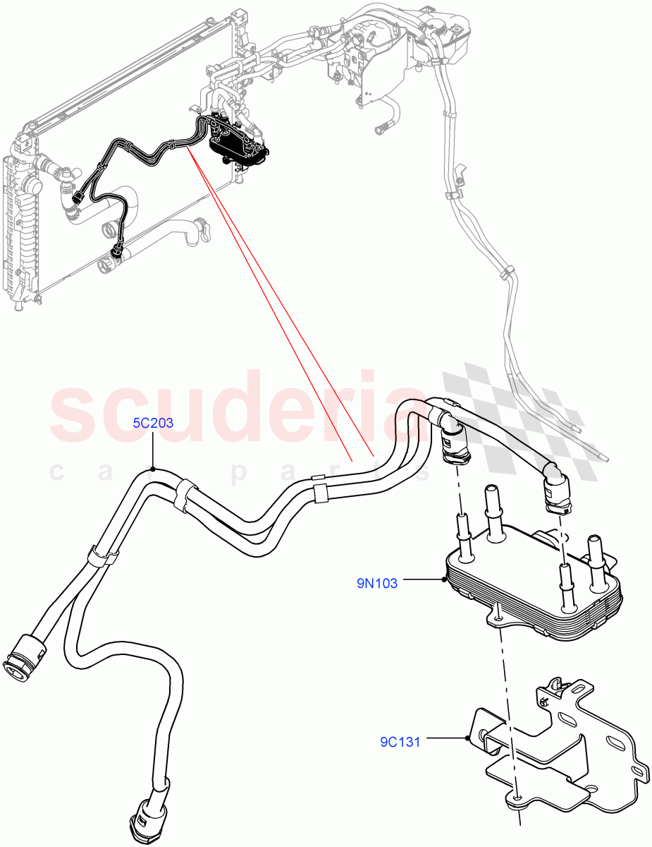 Fuel Cooler Assembly (2.0L I4 DSL MID DOHC AJ200, Itatiaia (Brazil), 2.0L I4 DSL HIGH DOHC AJ200) ((V) FROMGT000001) of Land Rover Land Rover Discovery Sport (2015+) [2.0 Turbo Diesel]