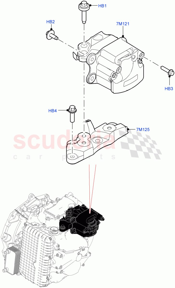 Transmission Mounting (2.0L AJ21D4 Diesel Mid, 9 Speed Auto Trans 9HP50, Itatiaia (Brazil)) of Land Rover Land Rover Range Rover Evoque (2019+) [1.5 I3 Turbo Petrol AJ20P3]
