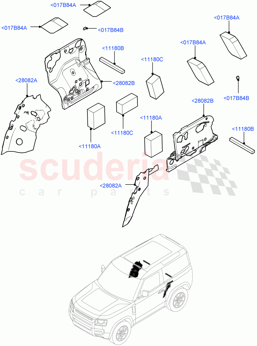 Insulators - Rear (Luggage Compartment) (Short Wheelbase) of Land Rover Land Rover Defender (2020+) [2.0 Turbo Diesel]