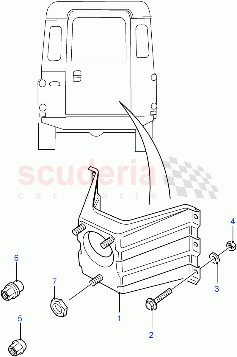 Spare Wheel Carrier (Rear Door Spare Wheel Carrier) ((V) FROM7A000001) of Land Rover Land Rover Defender (2007-2016)