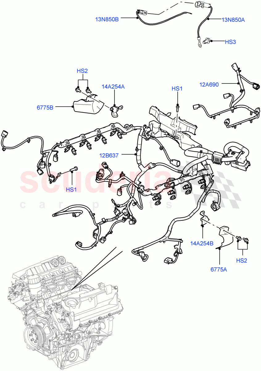 Electrical Wiring - Engine And Dash (Engine) (5.0L OHC SGDI SC V8 Petrol - AJ133) ((V) FROMAA000001) of Land Rover Land Rover Range Rover Sport (2010-2013) [5.0 OHC SGDI SC V8 Petrol]