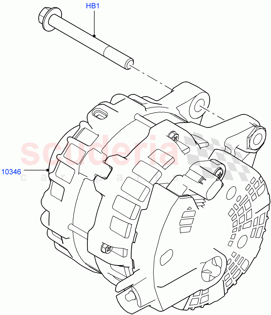Alternator And Mountings (3.0L AJ20D6 Diesel High, Less Electric Engine Battery, 2.0L I4 High DOHC AJ200 Petrol, 2.0L I4 DSL HIGH DOHC AJ200) ((V) FROMHA000001) of Land Rover Land Rover Range Rover Sport (2014+) [2.0 Turbo Petrol GTDI]