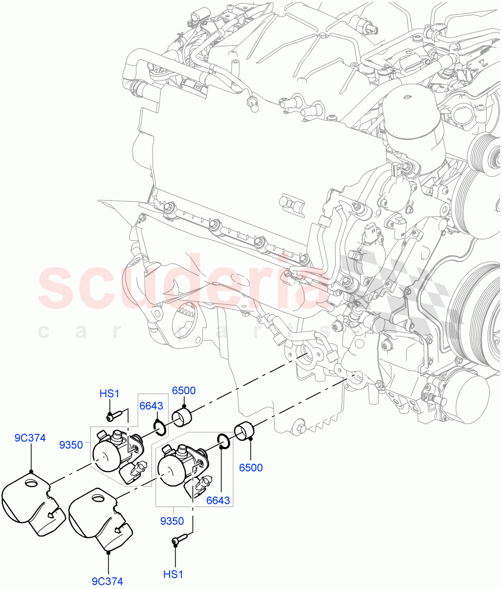 Fuel Injection Pump-Engine Mounted (Solihull Plant Build) (3.0L DOHC GDI SC V6 PETROL) ((V) FROMEA000001) of Land Rover Land Rover Range Rover Velar (2017+) [3.0 DOHC GDI SC V6 Petrol]