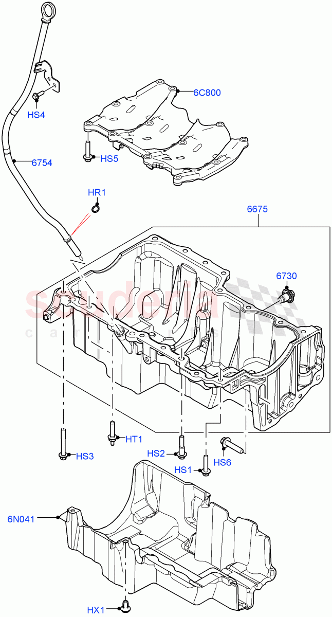 Oil Pan/Oil Level Indicator (2.0L I4 DSL HIGH DOHC AJ200, Halewood (UK), 2.0L I4 DSL MID DOHC AJ200) of Land Rover Land Rover Discovery Sport (2015+) [2.0 Turbo Diesel]