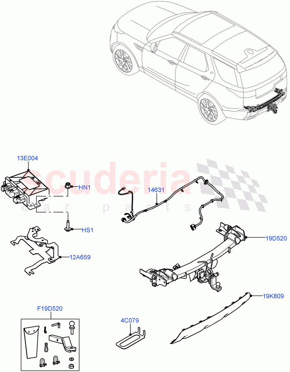 Towing Equipment (AUS/NZ Tow Bar) ((+) "AUS/NZ") of Land Rover Land Rover Discovery 5 (2017+) [3.0 I6 Turbo Diesel AJ20D6]