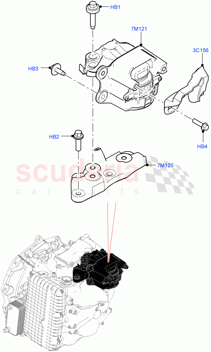 Transmission Mounting (2.0L AJ20D4 Diesel Mid PTA, 9 Speed Auto Trans 9HP50, Itatiaia (Brazil)) ((V) FROMLT000001) of Land Rover Land Rover Discovery Sport (2015+) [2.0 Turbo Diesel AJ21D4]