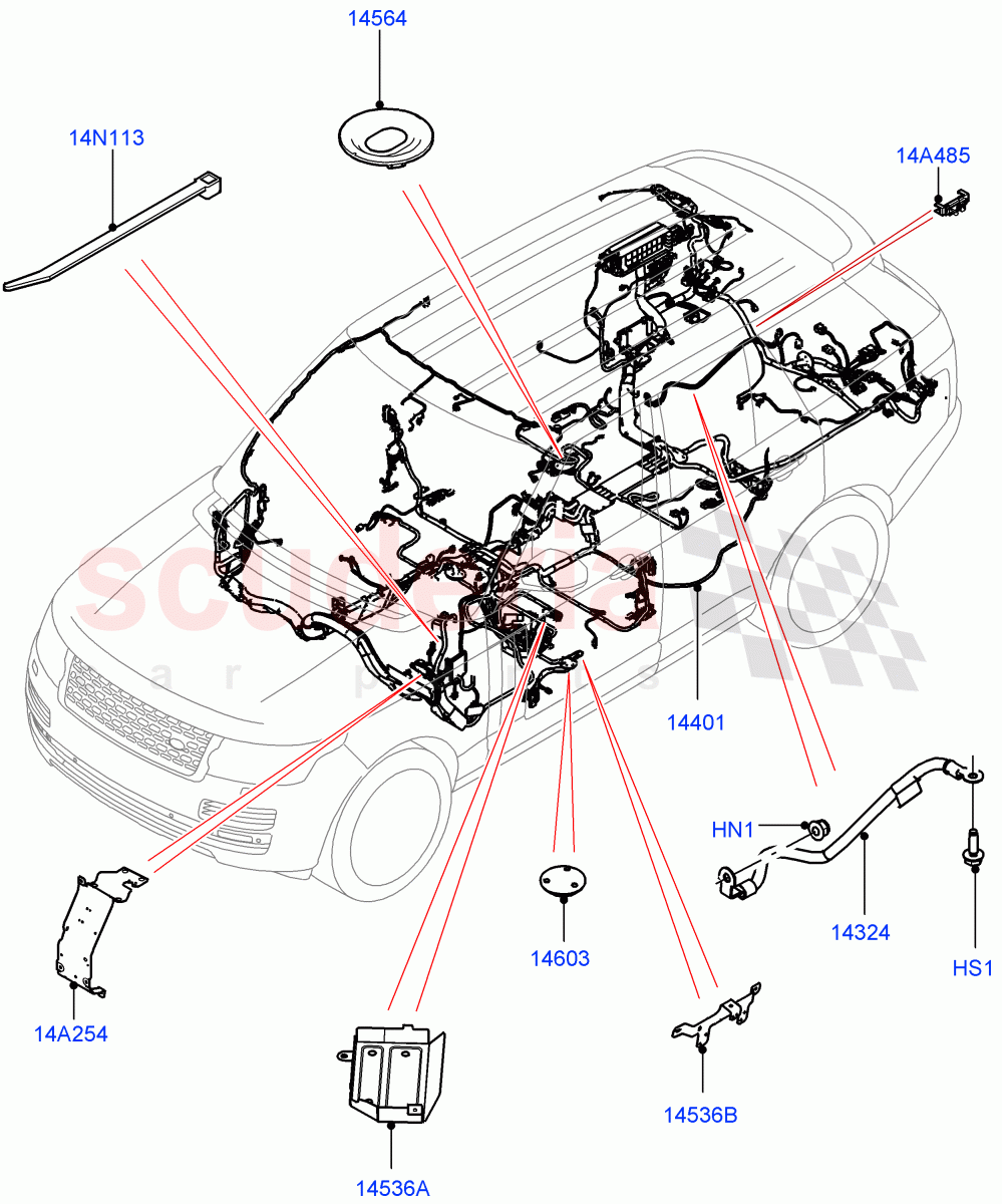 Electrical Wiring - Engine And Dash (Main Harness) ((V) FROMFA000001, (V) TOFA999999) of Land Rover Land Rover Range Rover (2012-2021) [3.0 DOHC GDI SC V6 Petrol]