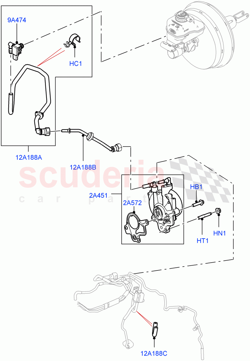 Vacuum Control And Air Injection (Solihull Plant Build, Vacuum Pump And Hoses) (3.0 V6 Diesel, 8 Speed Auto Trans ZF 8HP70 4WD, RHD) ((V) FROMHA000001) of Land Rover Land Rover Range Rover (2012-2021) [3.0 Diesel 24V DOHC TC]