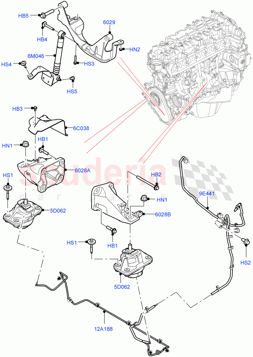 Engine Mounting (3.0L AJ20D6 Diesel High) ((V) FROMLA000001) of Land Rover Land Rover Range Rover (2012-2021) [3.0 DOHC GDI SC V6 Petrol]