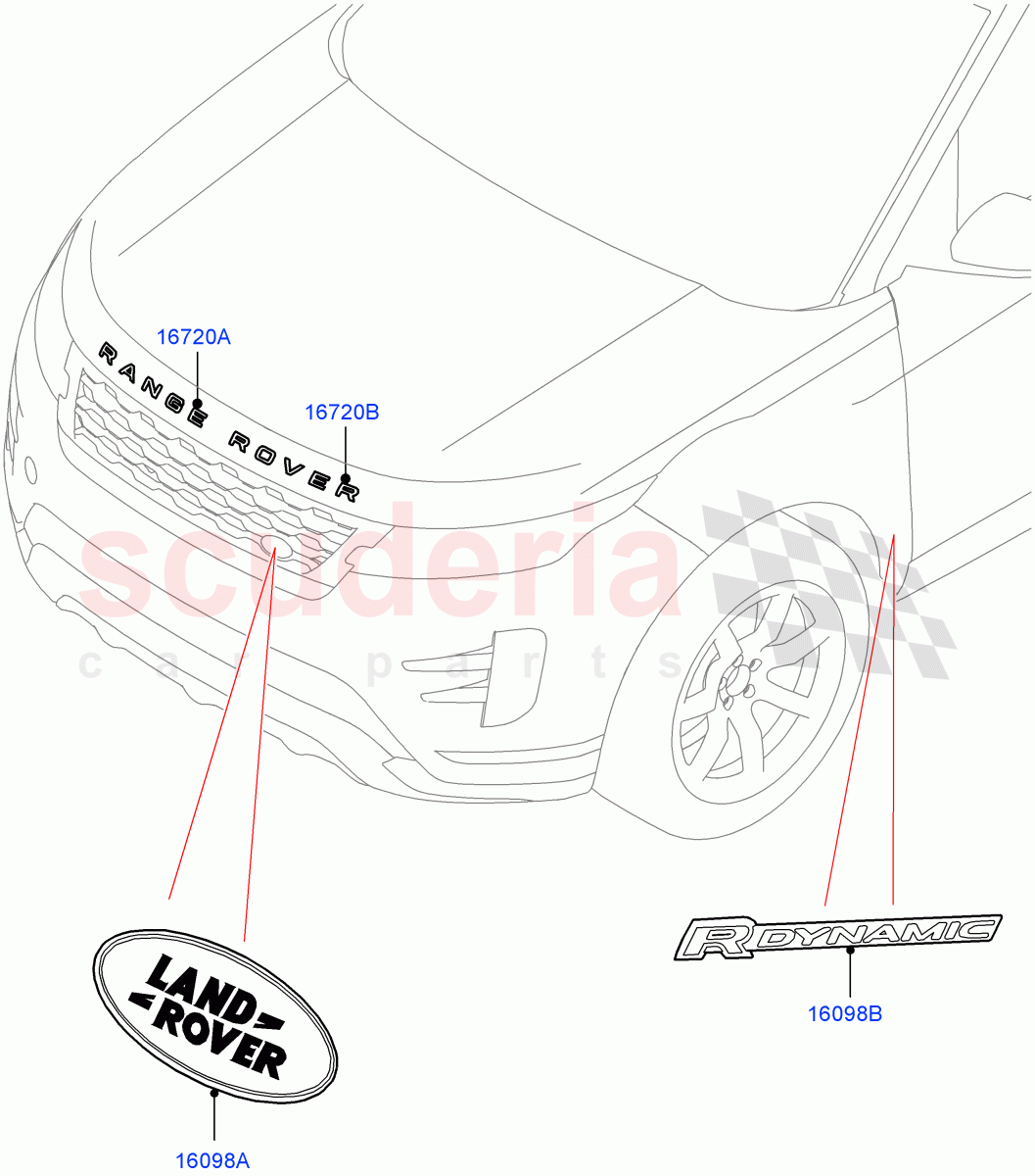 Name Plates (Front Section) (Changsu (China)) of Land Rover Land Rover Range Rover Evoque (2019+) [2.0 Turbo Diesel]