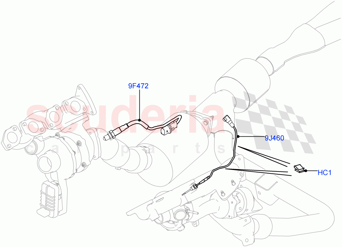 Exhaust System (Exhaust System Sensors) (4.4L DOHC DITC V8 Diesel, Euro Stage 4 Emissions, Proconve L6 Emissions) of Land Rover Land Rover Range Rover Sport (2014+) [4.4 DOHC Diesel V8 DITC]