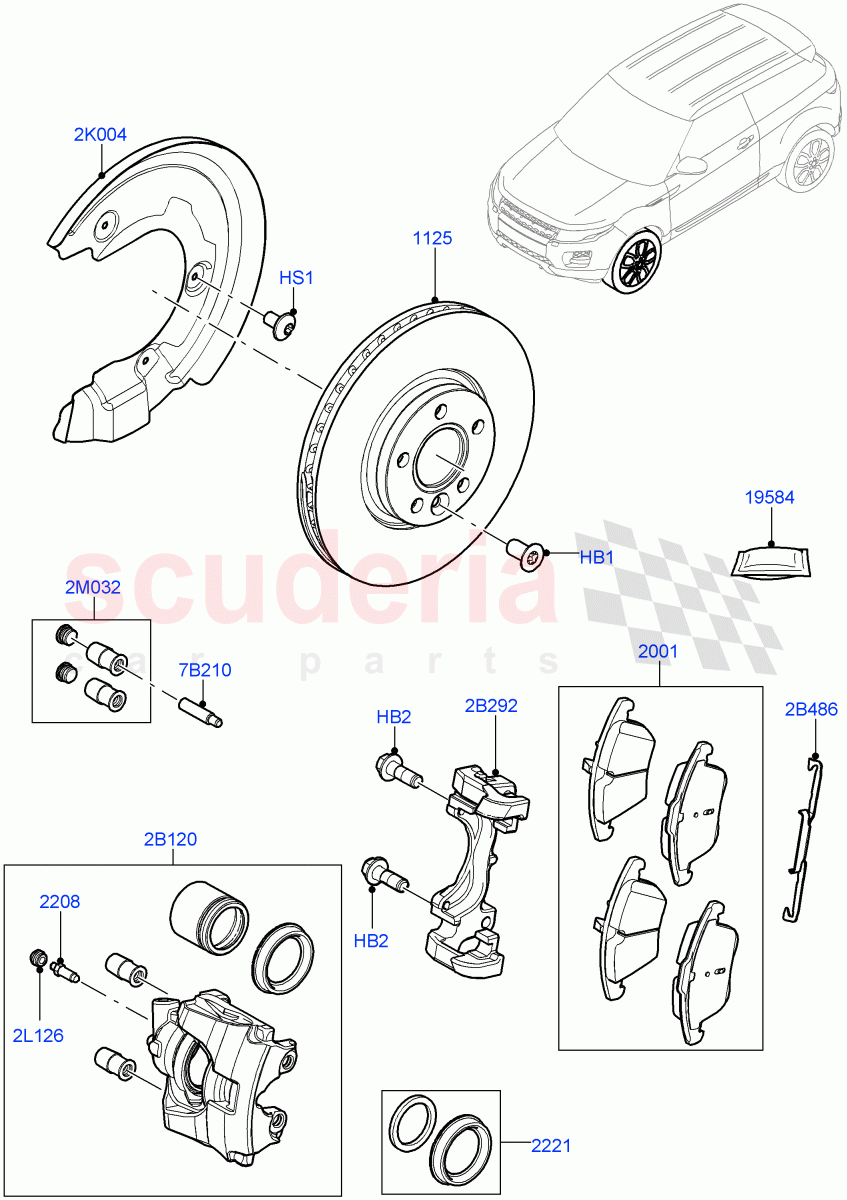 Front Brake Discs And Calipers (Halewood (UK)) ((V) TOFH999999) of Land Rover Land Rover Range Rover Evoque (2012-2018) [2.0 Turbo Petrol GTDI]