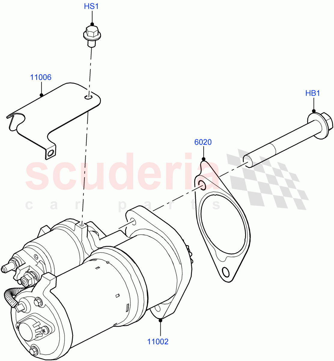 Starter Motor (3.0L AJ20P6 Petrol High, 3.0L AJ20P6 Petrol PHEV) of Land Rover Land Rover Range Rover (2022+) [3.0 I6 Turbo Petrol AJ20P6]