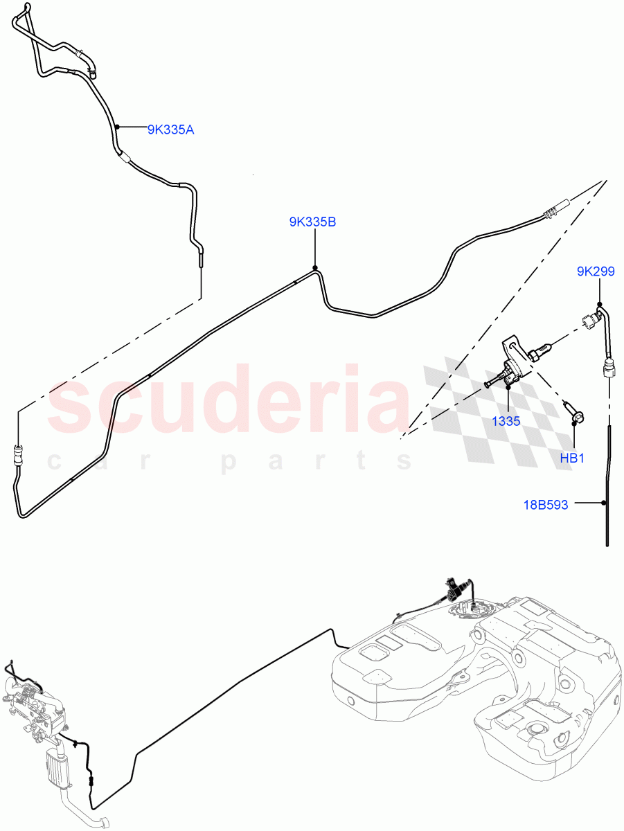 Auxiliary Fuel Fired Pre-Heater (Solihull Plant Build, Heater Fuel Supply) (With Fuel Fired Heater) ((V) FROMHA000001, (V) TOHA999999) of Land Rover Land Rover Discovery 5 (2017+) [3.0 DOHC GDI SC V6 Petrol]