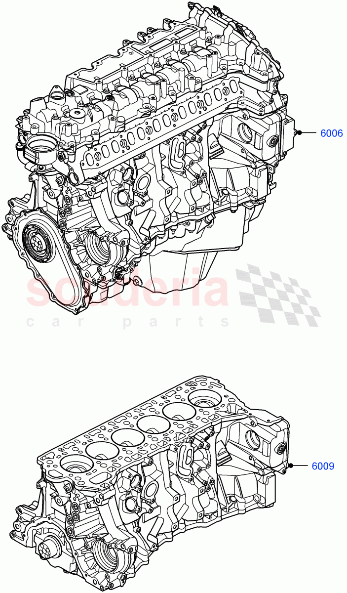 Service Engine And Short Block (Nitra Plant Build) (3.0L AJ20D6 Diesel High) ((V) FROMM2000001) of Land Rover Land Rover Discovery 5 (2017+) [3.0 I6 Turbo Diesel AJ20D6]