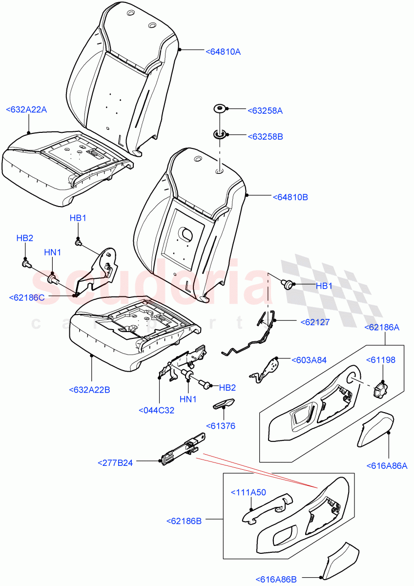 Front Seat Pads/Valances & Heating (Solihull Plant Build, Pads/Valances) ((V) FROMHA000001) of Land Rover Land Rover Discovery 5 (2017+) [3.0 Diesel 24V DOHC TC]
