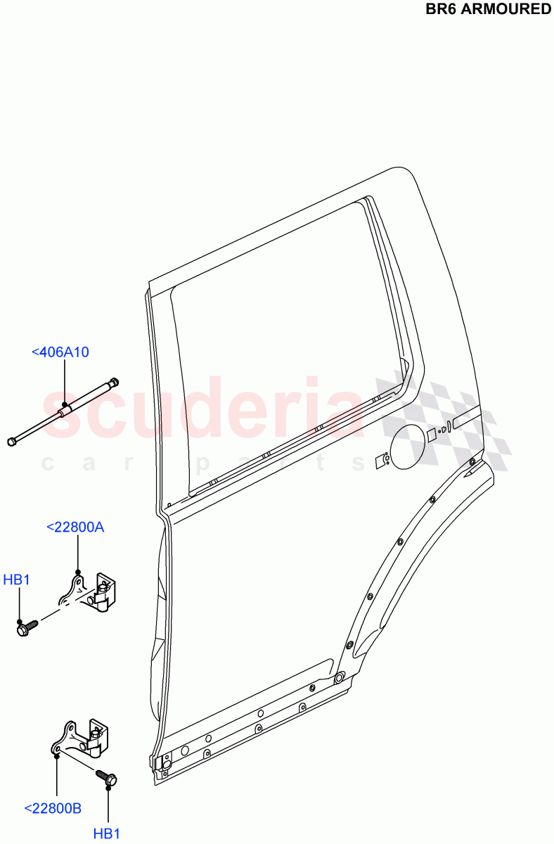 Rear Doors, Hinges & Weatherstrips (With B6 Level Armouring) ((V) FROMAA000001) of Land Rover Land Rover Discovery 4 (2010-2016) [5.0 OHC SGDI NA V8 Petrol]