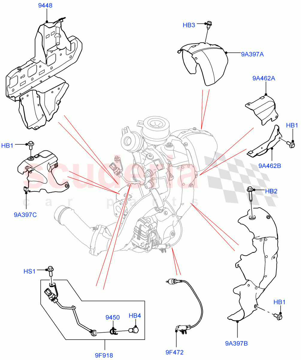 Turbocharger (Turbocharger Related Parts) (2.0L I4 DSL HIGH DOHC AJ200) ((V) FROMJH000001) of Land Rover Land Rover Range Rover Evoque (2012-2018) [2.0 Turbo Diesel]