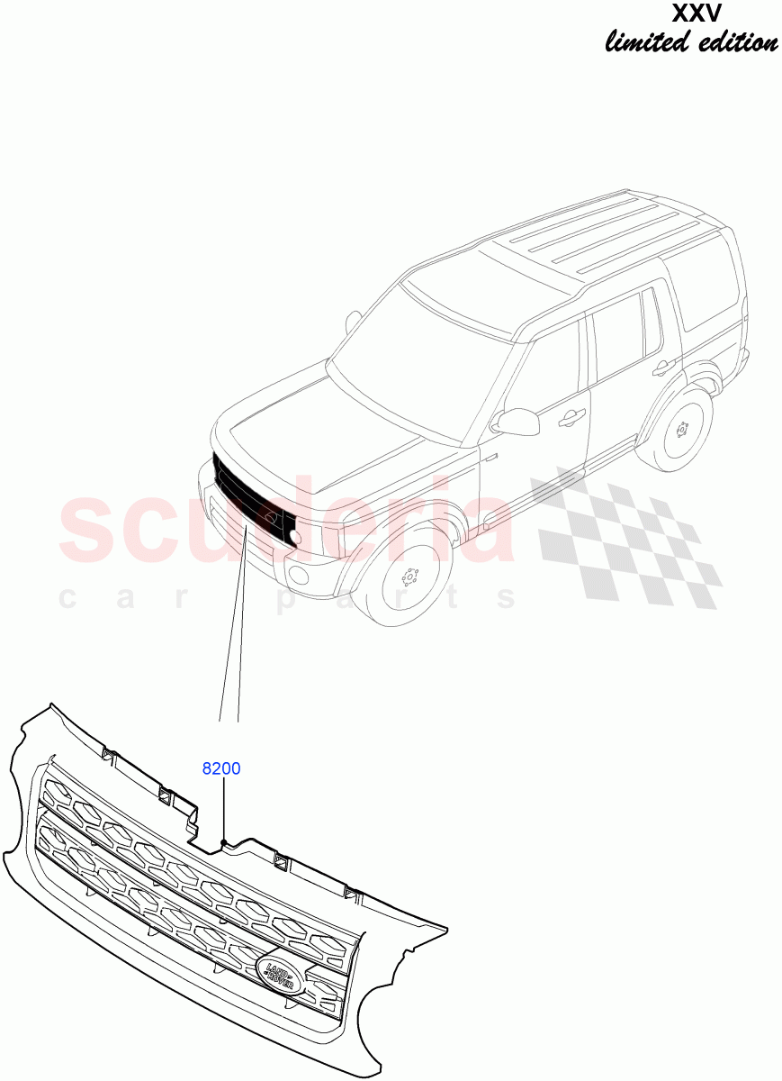 Radiator Grille And Front Bumper (XXV Anniversary LE) ((V) FROMEA000001) of Land Rover Land Rover Discovery 4 (2010-2016) [4.0 Petrol V6]