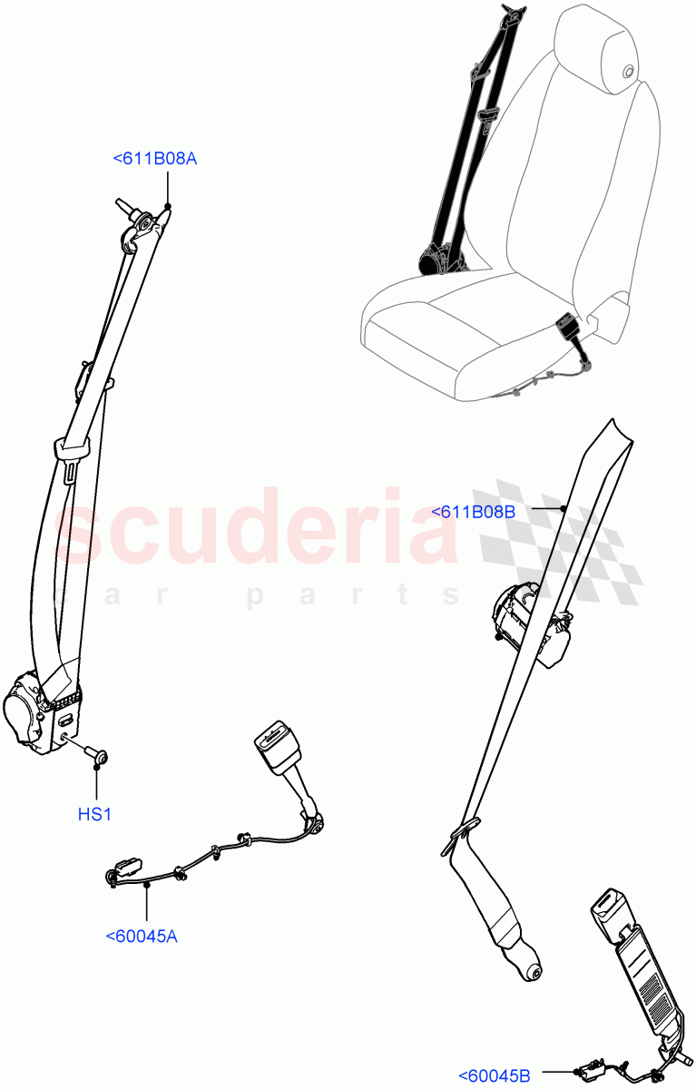 Front Seat Belts (Short Wheelbase) of Land Rover Land Rover Defender (2020+) [3.0 I6 Turbo Petrol AJ20P6]