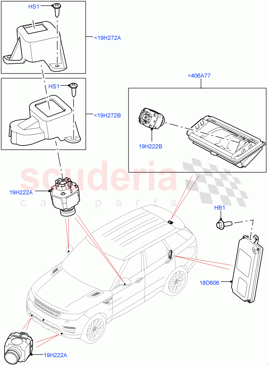 Camera Equipment (Surround Camera System) ((V) TOFA999999) of Land Rover Land Rover Range Rover Sport (2014+) [3.0 I6 Turbo Diesel AJ20D6]