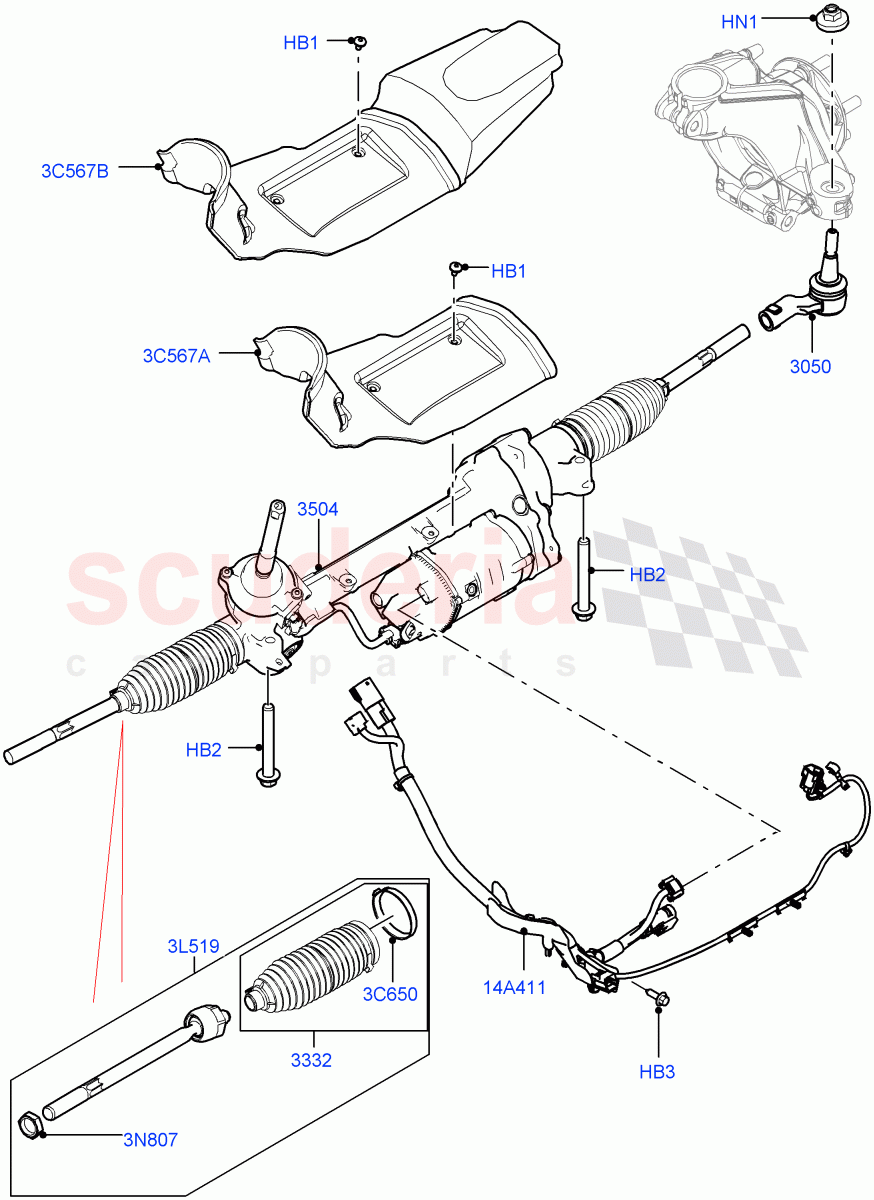 Steering Gear (LHD) (Itatiaia (Brazil)) ((V) FROMGT000001) of Land Rover Land Rover Range Rover Evoque (2012-2018) [2.0 Turbo Diesel]