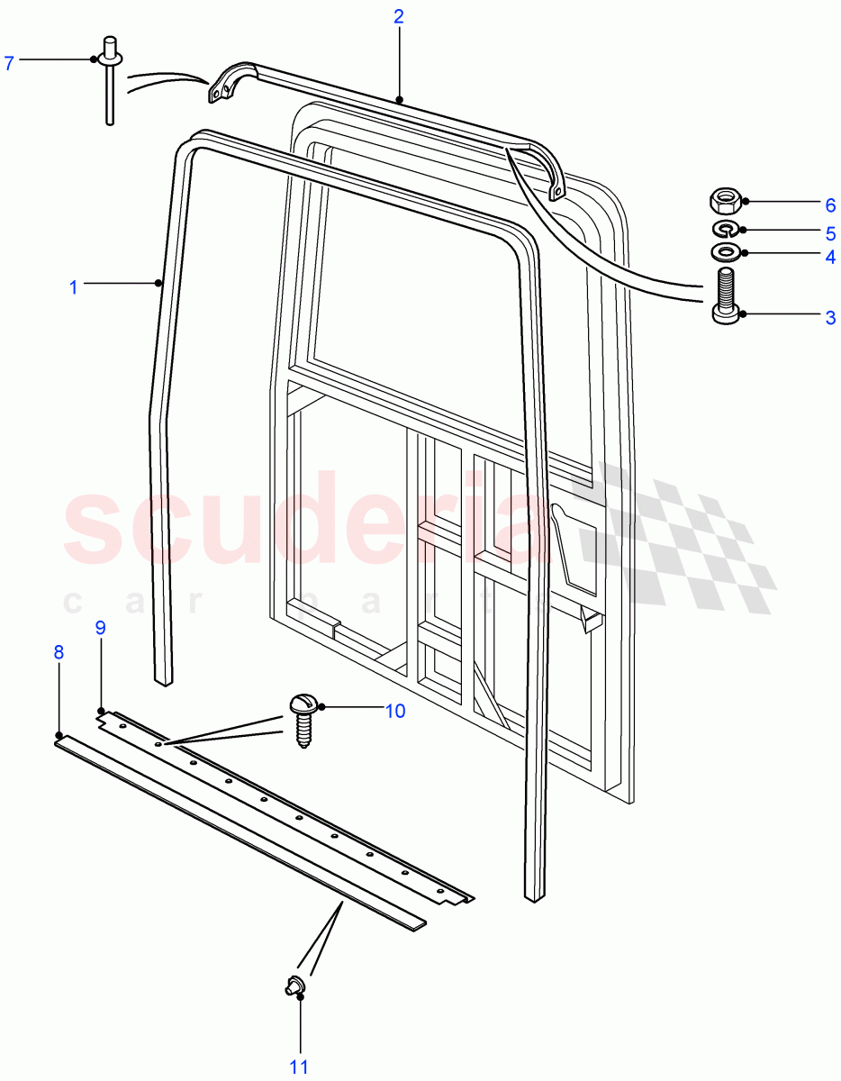 Rear End Door Seals (Hard Top, 110" Wheelbase, 90" Wheelbase, Station Wagon - 5 Door, Station Wagon - 3 Door) ((V) FROM7A000001) of Land Rover Land Rover Defender (2007-2016)