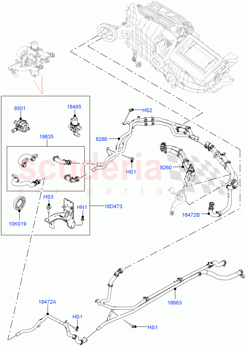 Heater Hoses (2.0L AJ200P Hi PHEV) ((V) FROMMA000001) of Land Rover Land Rover Range Rover Velar (2017+) [3.0 DOHC GDI SC V6 Petrol]