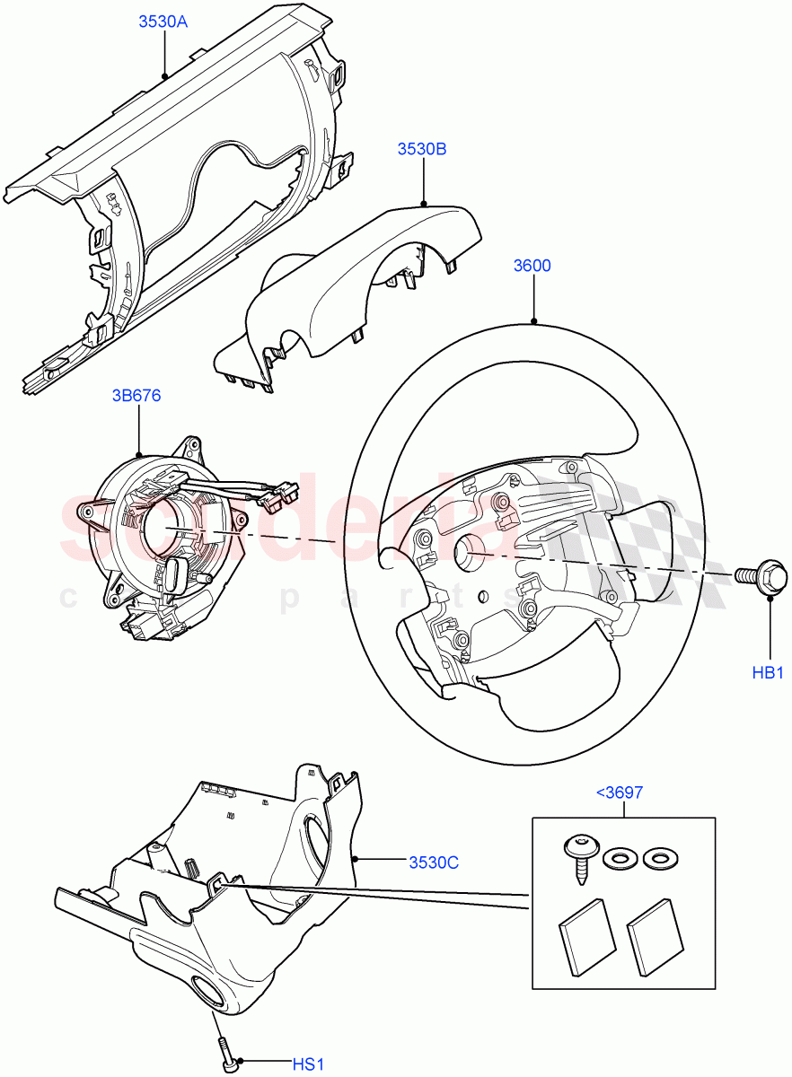 Steering Wheel ((V) TO9A999999) of Land Rover Land Rover Range Rover Sport (2005-2009) [4.2 Petrol V8 Supercharged]