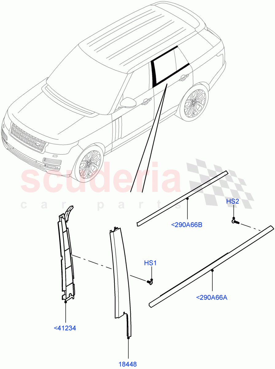 Rear Doors, Hinges & Weatherstrips (Finishers) of Land Rover Land Rover Range Rover (2012-2021) [5.0 OHC SGDI NA V8 Petrol]